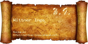 Wittner Inge névjegykártya